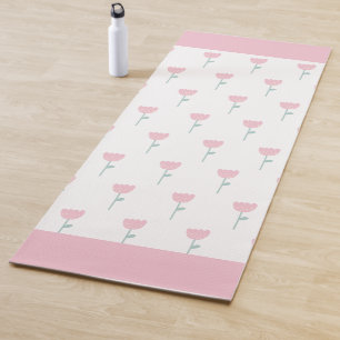 Pink Tulip Floral Minimalistic Simple Girly Cute Yoga Mat