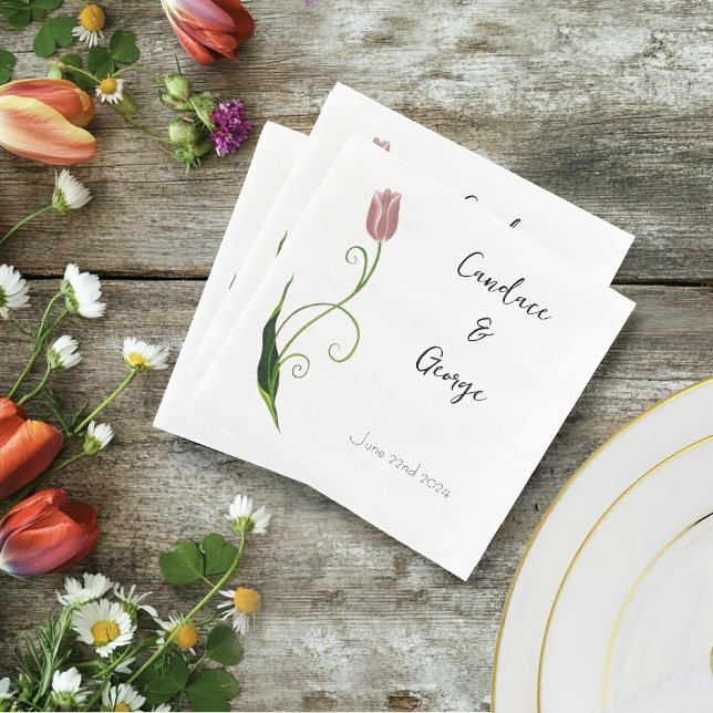 Pink Tulip Floral Napkin (Creator Uploaded)