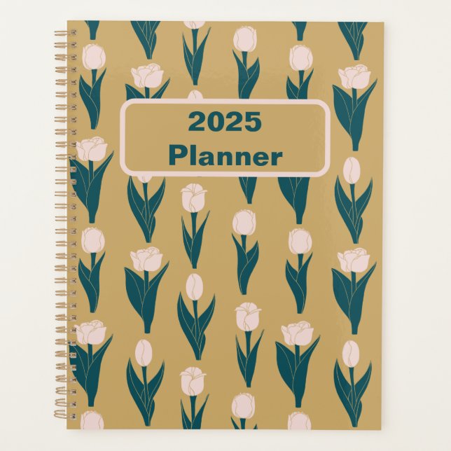 Pink Tulip Floral Pattern 2025 Planner (Front)
