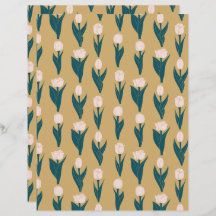 Pink Tulip Floral Pattern Design Paper