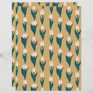 Pink Tulip Floral Pattern Design Paper