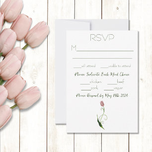 Pink Tulip Floral RSVP Card