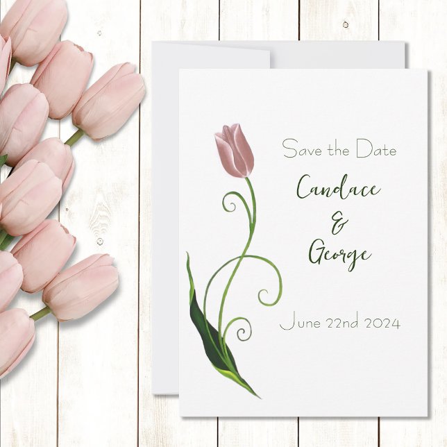 Pink Tulip Floral Save The Date (Creator Uploaded)