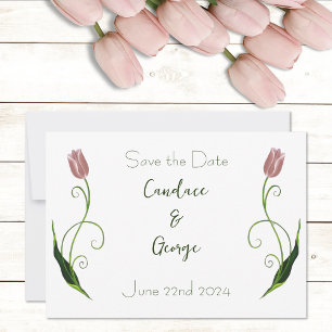 Pink Tulip Floral Save The Date