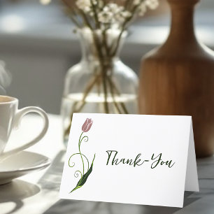 Pink Tulip Floral Thank You Card