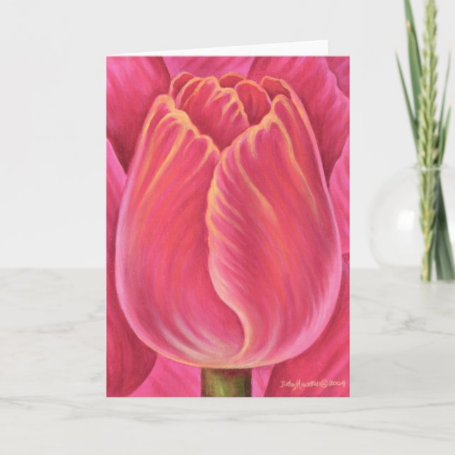 Pink Tulip Flower Nature Painting - Multi Card (Front)