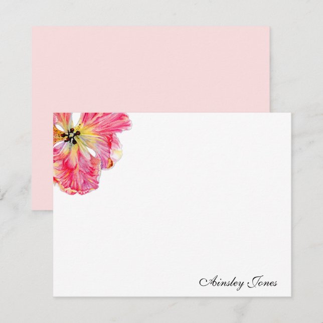 Pink Tulip flower Note Card (Front/Back)