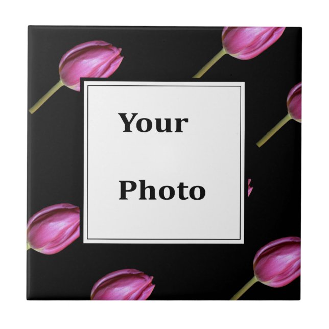Pink Tulip Flower Photo Floral Custom Gift Favour Tile (Front)
