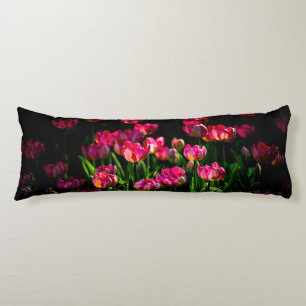 Pink tulip flowers body cushion