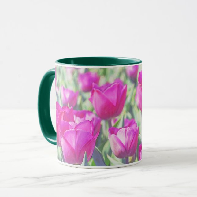 Pink Tulip Flowers Floral Art Mug (Front Left)