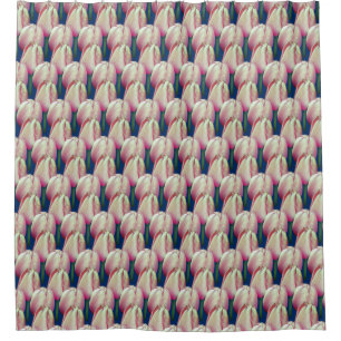 Pink Tulip Flowers Pattern Shower Curtain