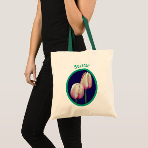 Pink Tulip Flowers Personalised Tote Bag