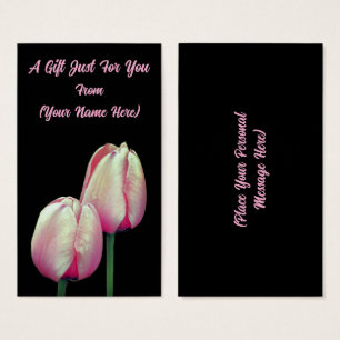 Pink Tulip Flowers Personalized Gift Card Tag