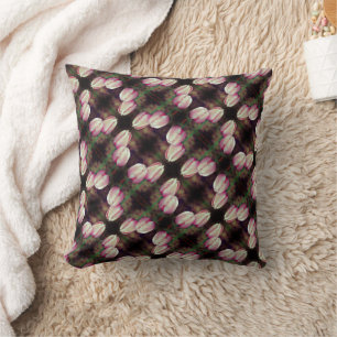 Pink Tulip Flowers With Raindrops Pattern    Cushion