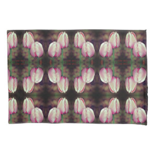 Pink Tulip Flowers With Raindrops Pattern Pillowcase