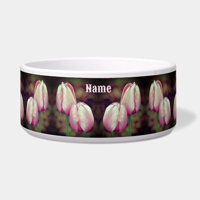 Pink Tulip Flowers With Raindrops Personalised (Front)