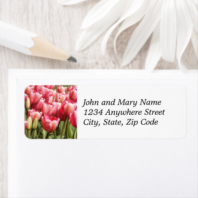 Pink Tulip Garden Floral Return Address (Insitu)