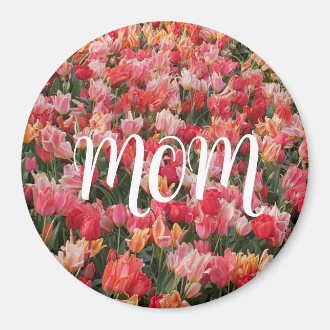 Pink Tulip Garden Mum Magnet (Front)