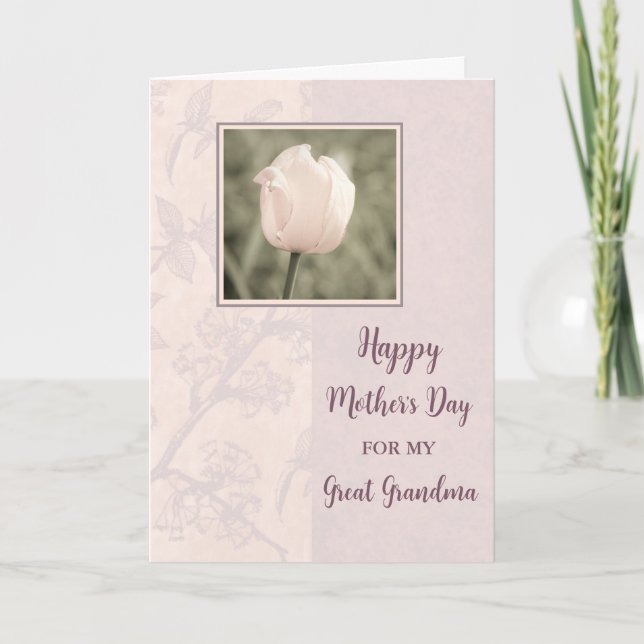 Pink Tulip Great Grandma Happy Mother's Day Card (Front)