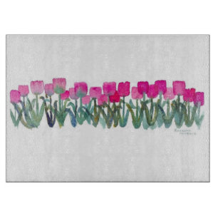 Pink Tulip Grove Cutting Board