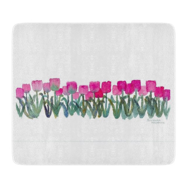 pink tulip grove cutting board (Front)