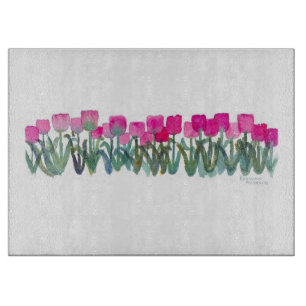 PINK TULIP GROVE CUTTING BOARD