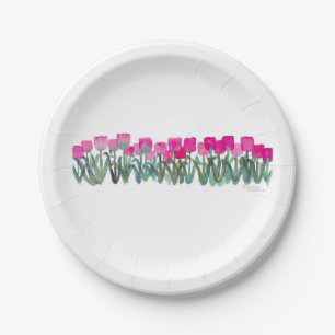Pink Tulip Grove Paper Plates