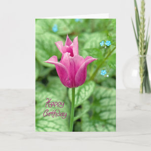 Pink Tulip Happy Birthday Card