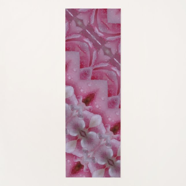 Pink Tulip Ikat 5 Angled Yoga Mat (Front)