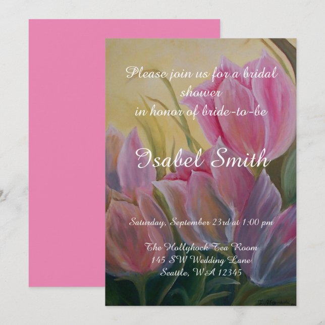 Pink tulip invitation (Front/Back)