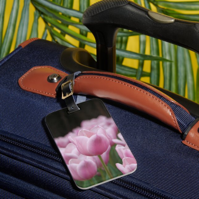 Pink tulip luggage tag (Front Insitu 1)