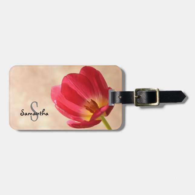 Pink Tulip Luggage tag (Front Horizontal)