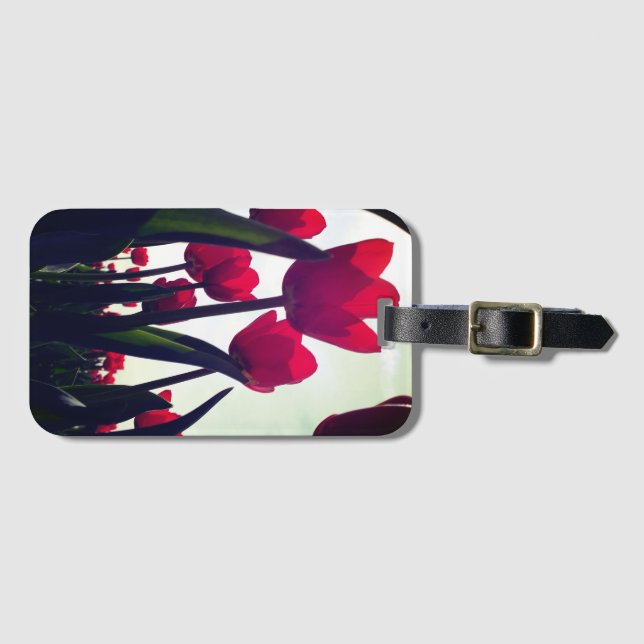Pink Tulip Luggage Tag (Front Horizontal)