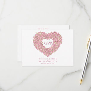 Pink tulip monogram meal option wedding event RSVP card