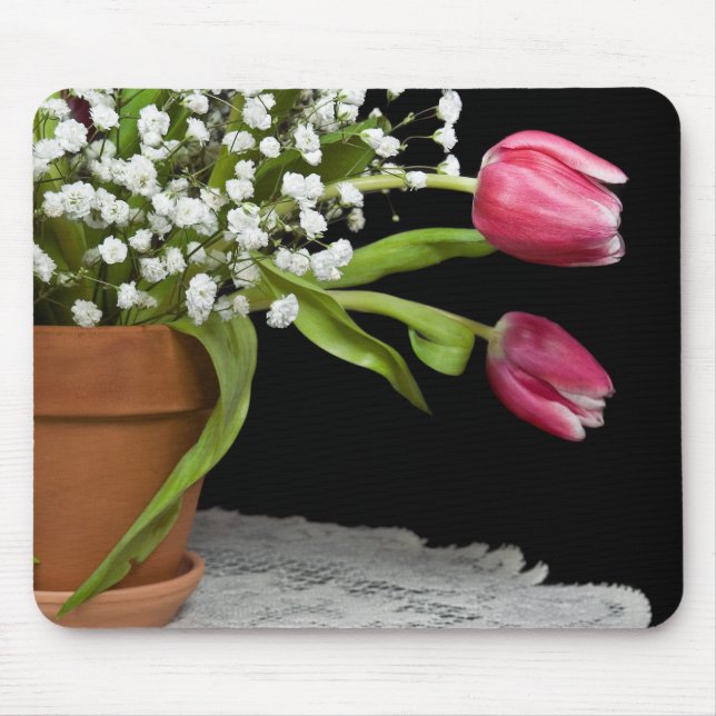 Pink Tulip Mouse Mat (Front)