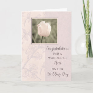 Pink Tulip Niece Wedding Day Congratulations Card