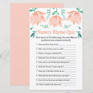 Pink Tulip Nursery Rhyme Quiz baby shower game
