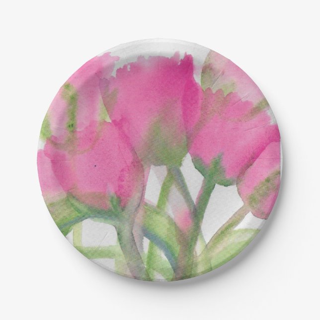 Pink Tulip Paper Plates (Front)