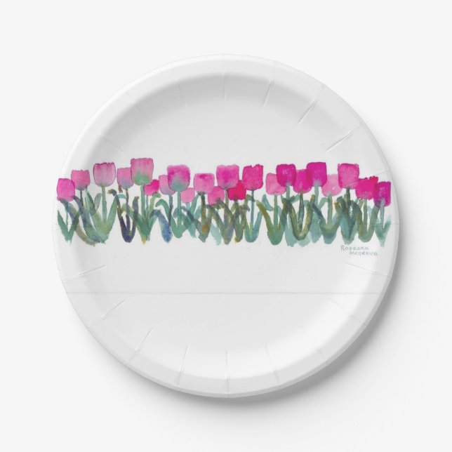 Pink Tulip Paper Plates (Front)