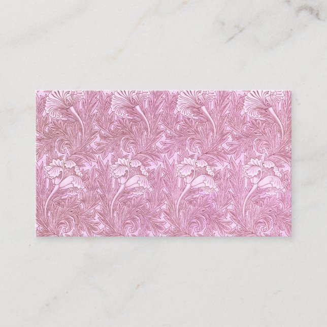 Pink Tulip Pattern By William Morris Business Card (Front)