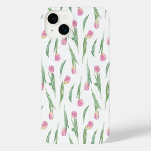 Pink Tulip Pattern – Soft Watercolor Floral  iPhone 14 Plus Case