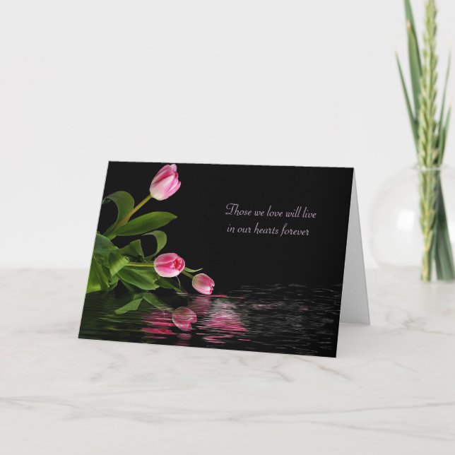 Pink Tulip reflection for sympathy Card (Front)