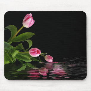 Pink Tulip reflection in water Mouse Mat