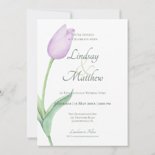 Pink Tulip Solo Purple Modern Invitation