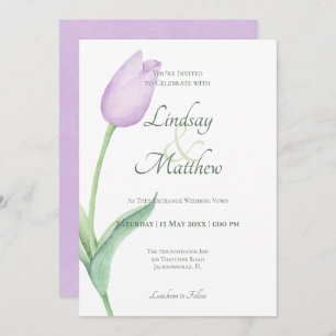 Pink Tulip Solo Purple Modern Invitation