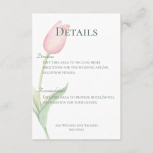 Pink Tulip Solo Wedding Details Enclosure Card