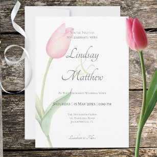 Pink Tulip Solo Wedding Invitation