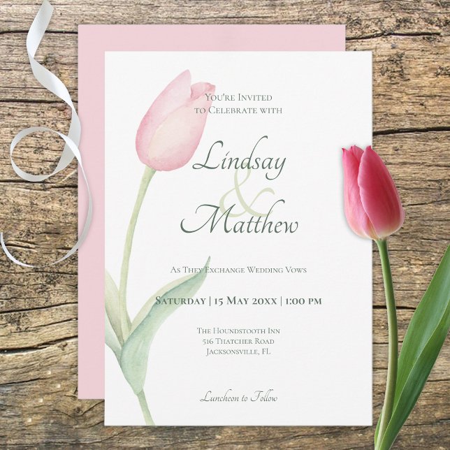 Pink Tulip Solo Wedding Invitation (Creator Uploaded)