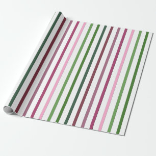 Pink Tulip Striped Wrapping Paper