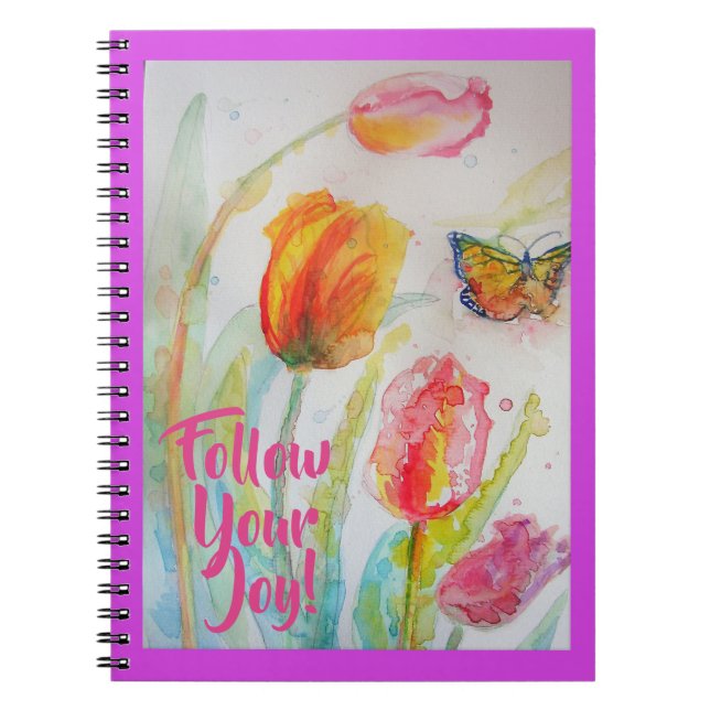 Pink Tulip Tulips Floral Flowers Notebook (Front)